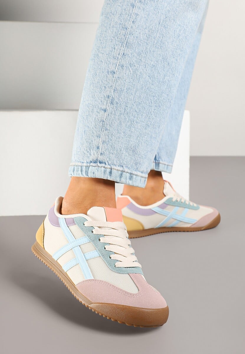 Różowo-Niebieskie Sneakersy Typu Klasyczne Tenisówki Isnnoria 1