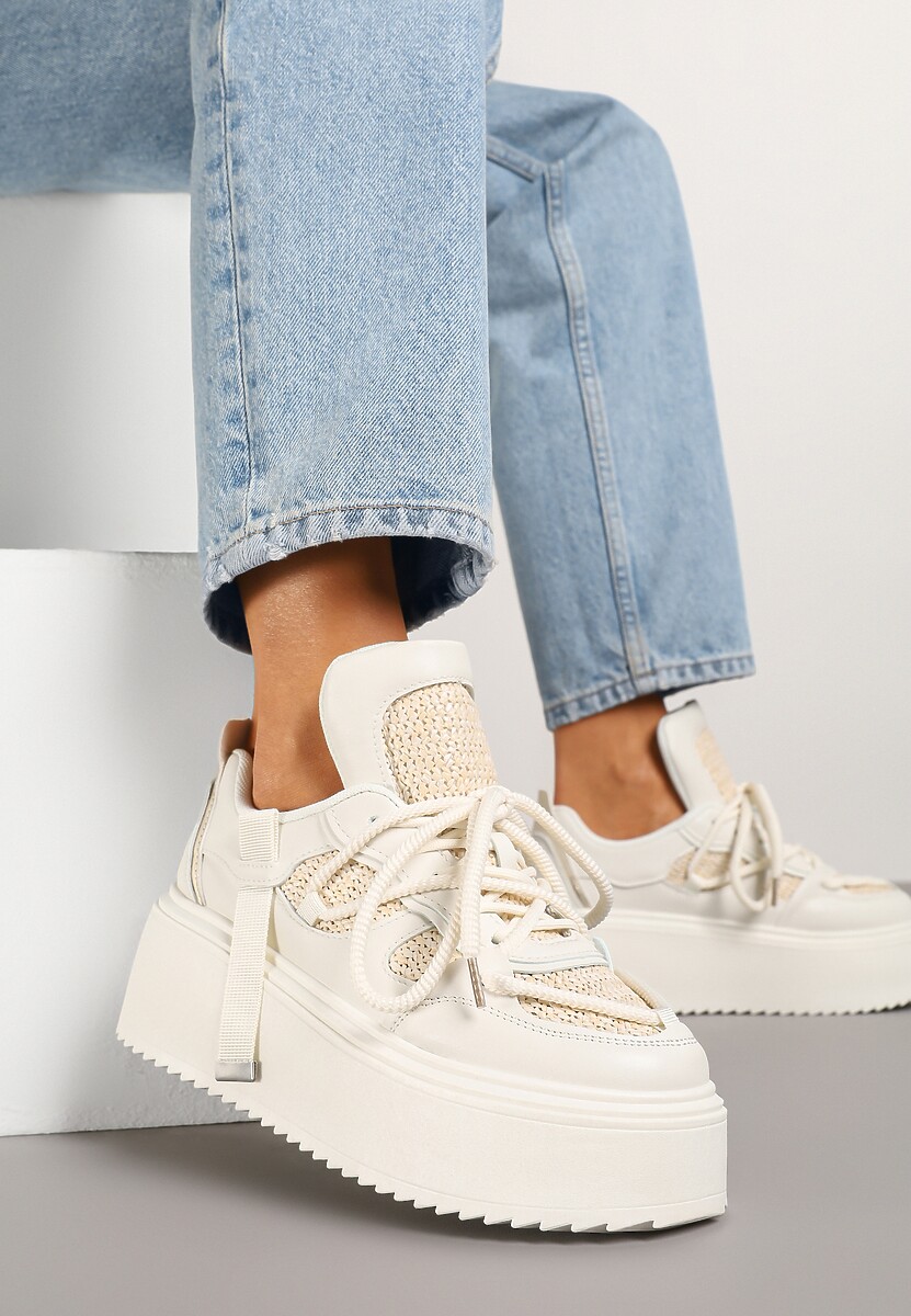 Sneakers Vilvia Bej cu alb 2
