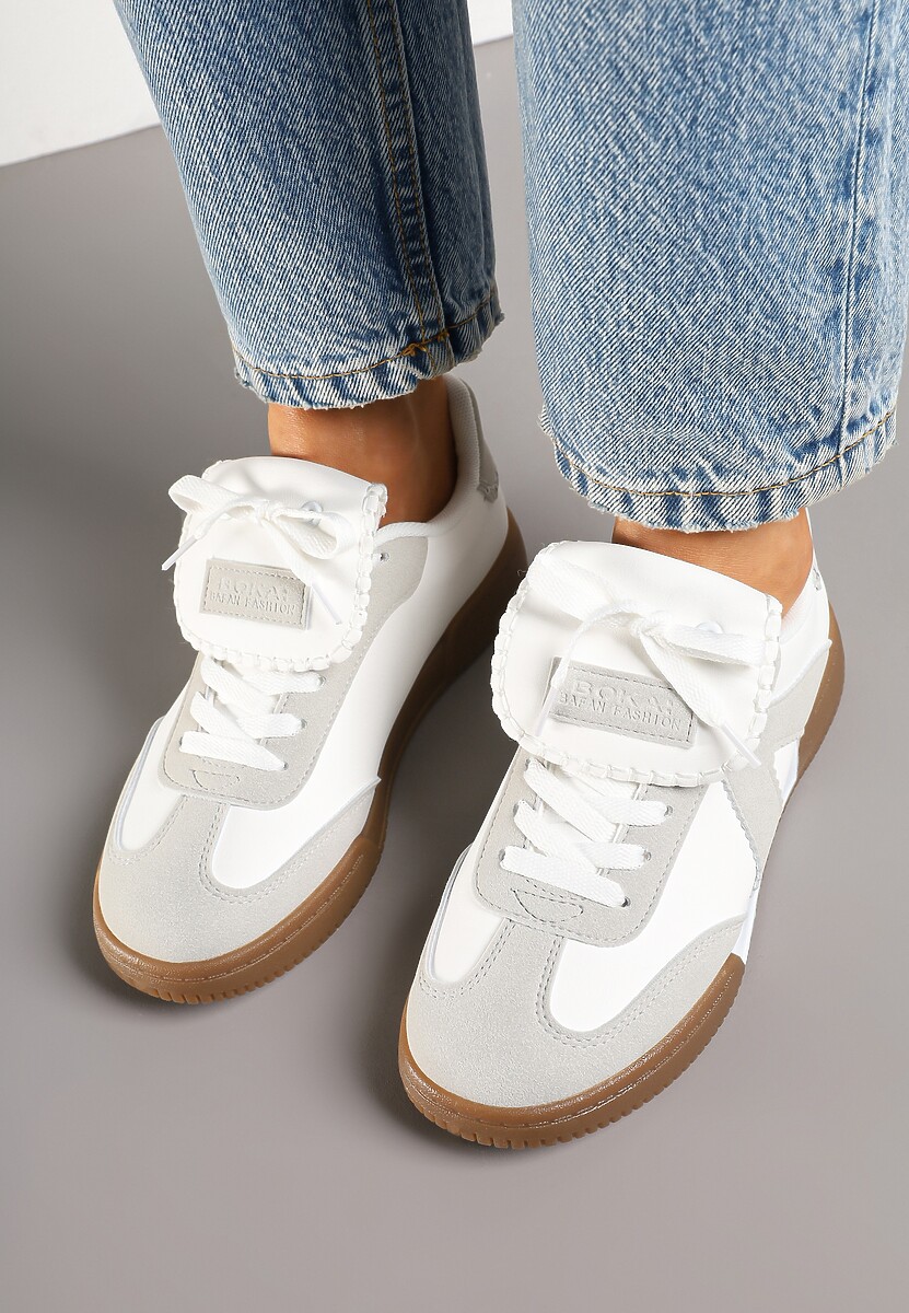 Biało-Szare Sneakersy w Stylu Tenisówek z Szerokim Językiem Alarila 3