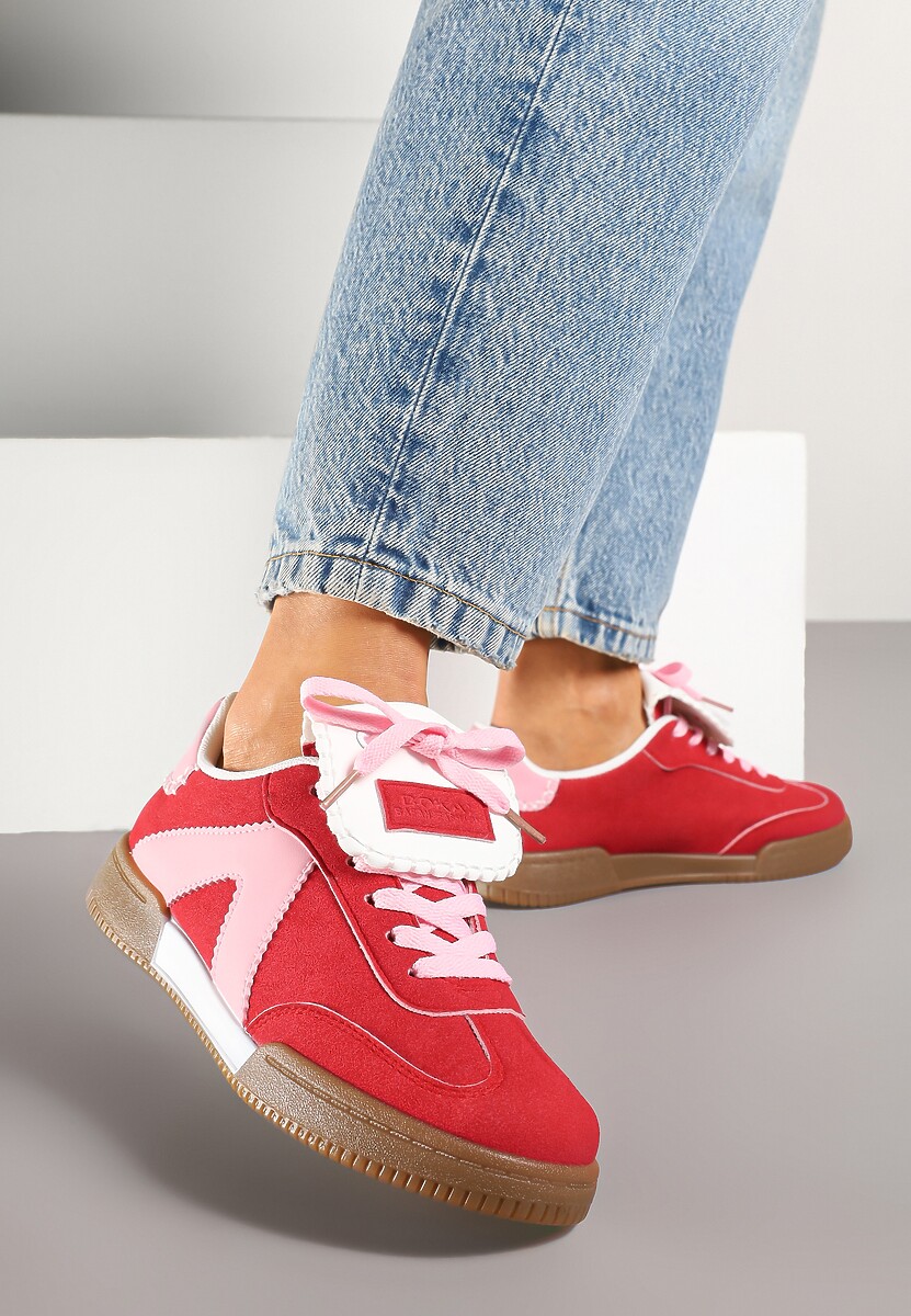 Czerwono-Różowe Sneakersy w Stylu Tenisówek z Szerokim Językiem Alarila 1