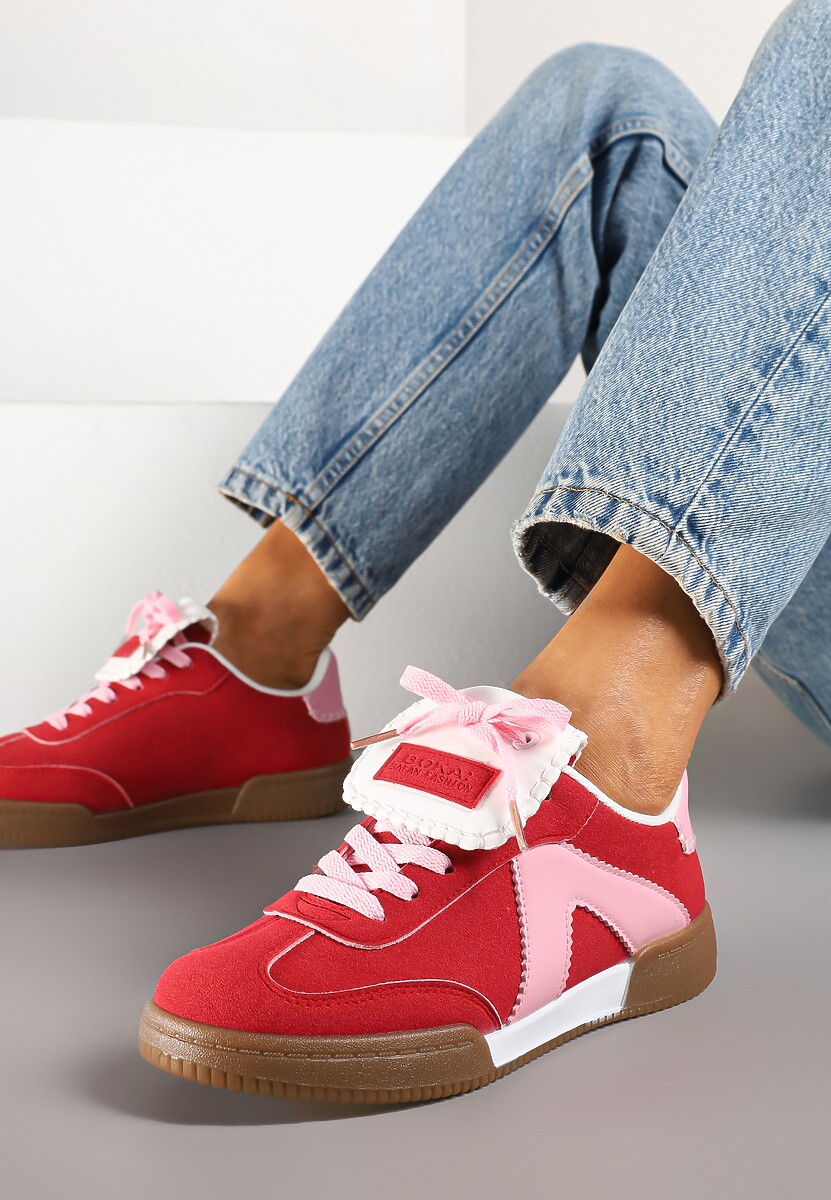 Czerwono-Różowe Sneakersy w Stylu Tenisówek z Szerokim Językiem Alarila 2