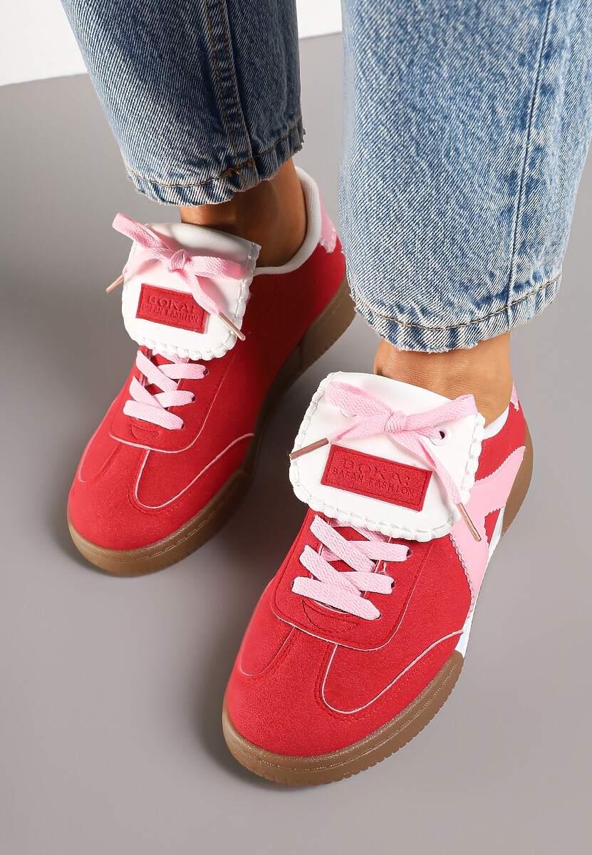 Czerwono-Różowe Sneakersy w Stylu Tenisówek z Szerokim Językiem Alarila 3