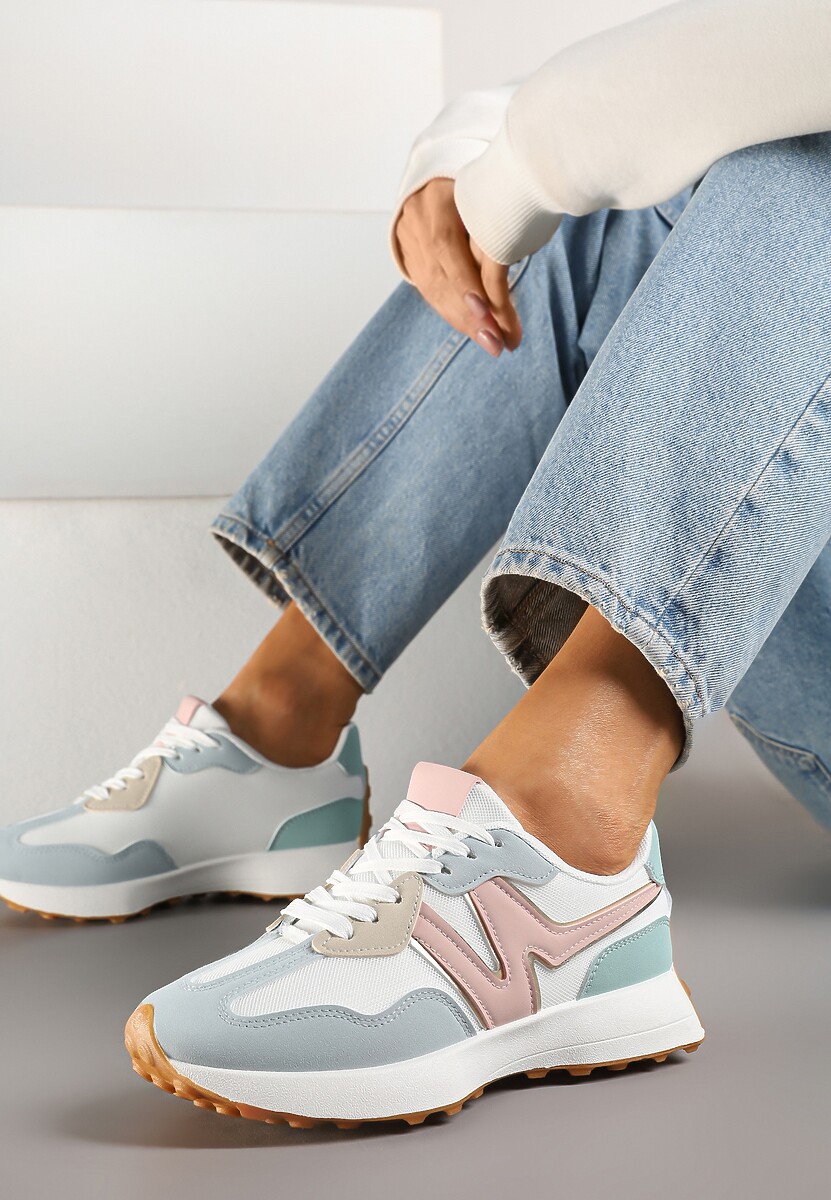 Niebiesko-Różowe Sneakersy Ozdobione Geometrycznym Motywem Zdivena 1