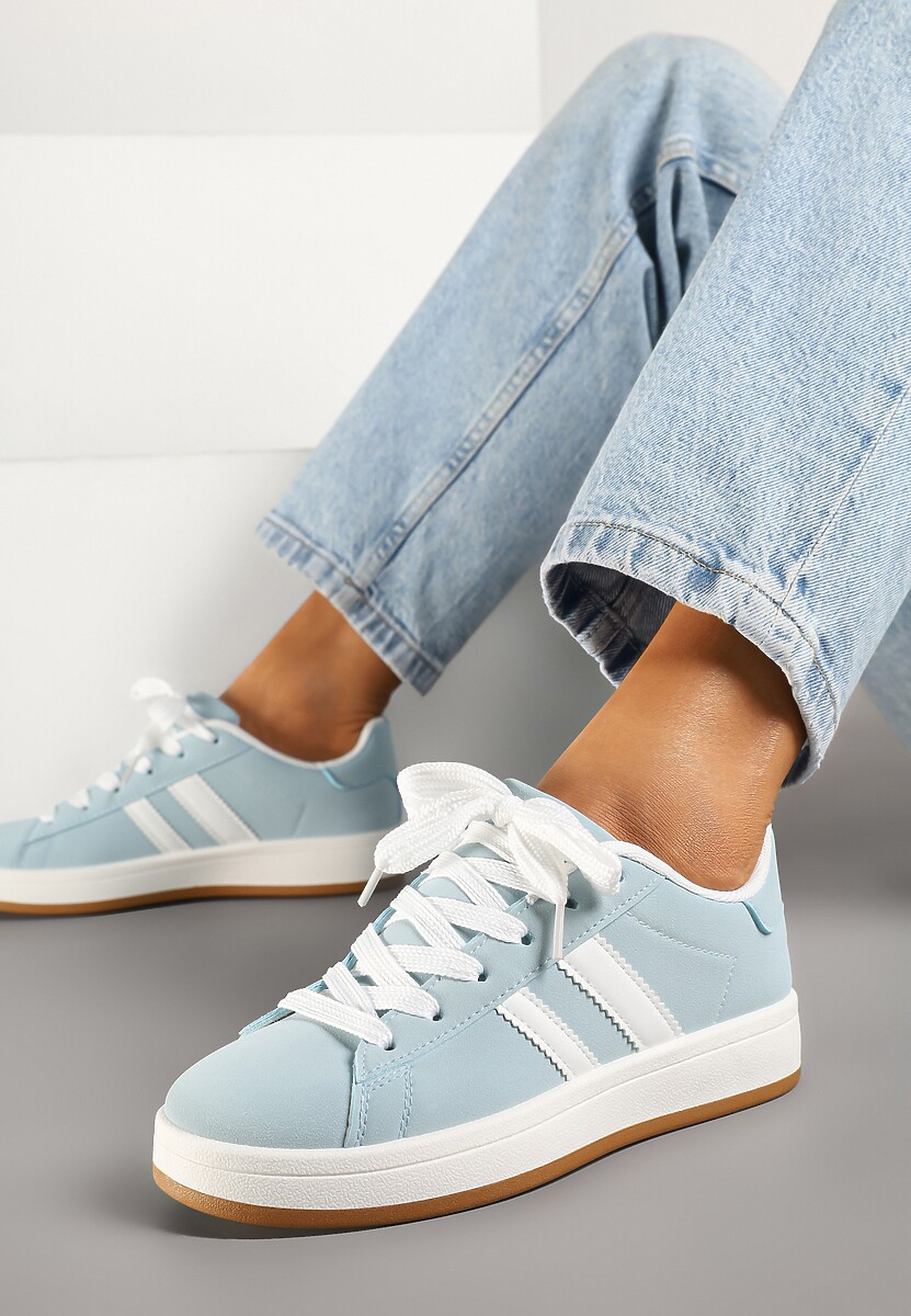 Jasnoniebieskie Sneakersy Ozdobione Motywem Pasków Flortewi 1