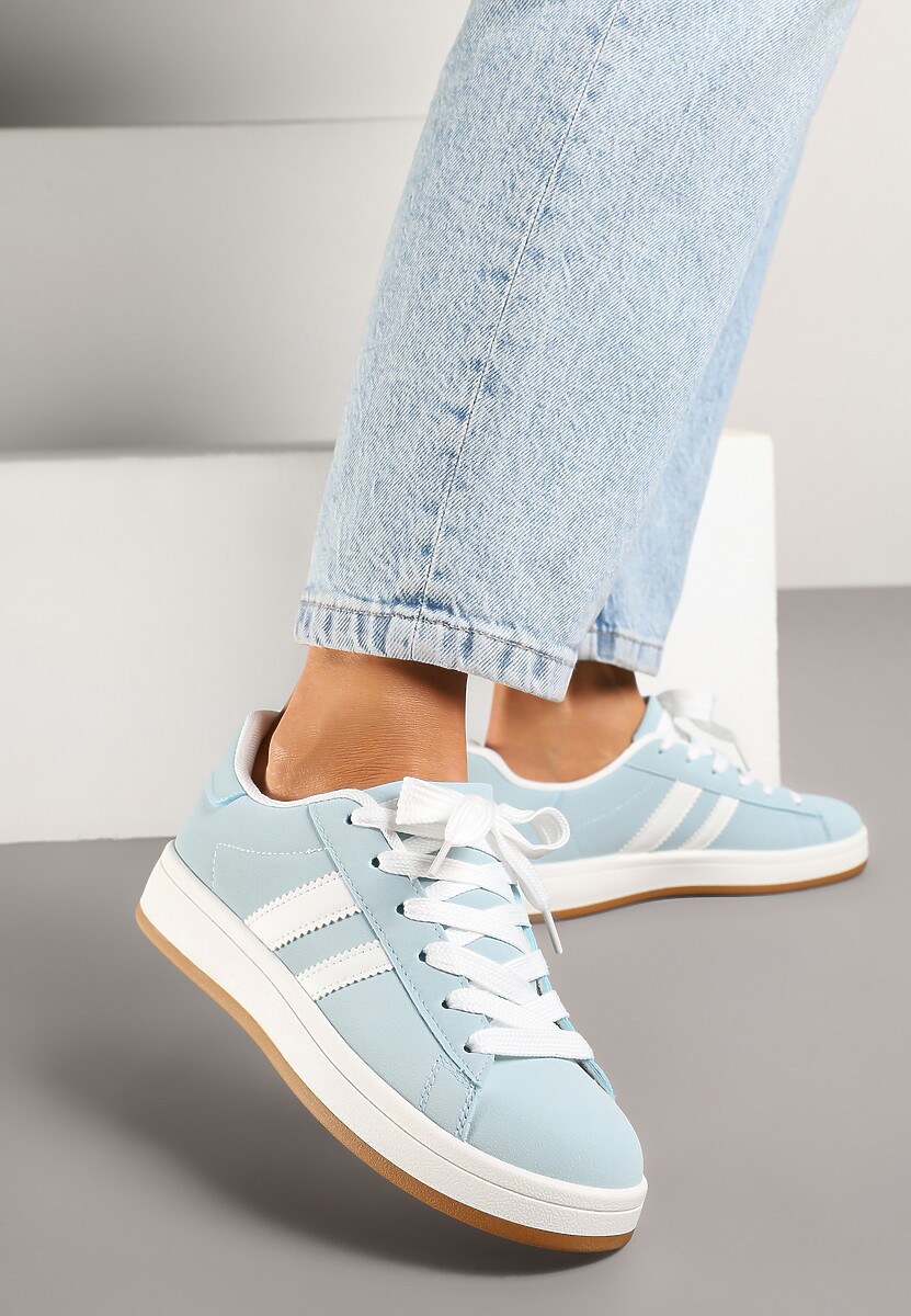 Jasnoniebieskie Sneakersy Ozdobione Motywem Pasków Flortewi 2