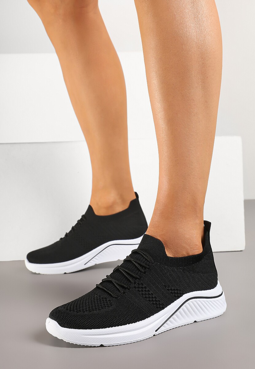 Czarne Siateczkowe Buty Sportowe Sneakersy na Zdobionej Podeszwie Talloti 1