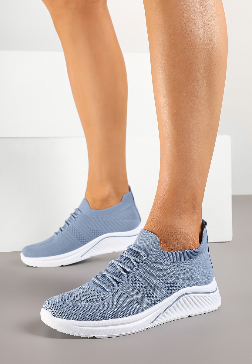 Niebieskie Siateczkowe Buty Sportowe Sneakersy na Zdobionej Podeszwie Talloti 1