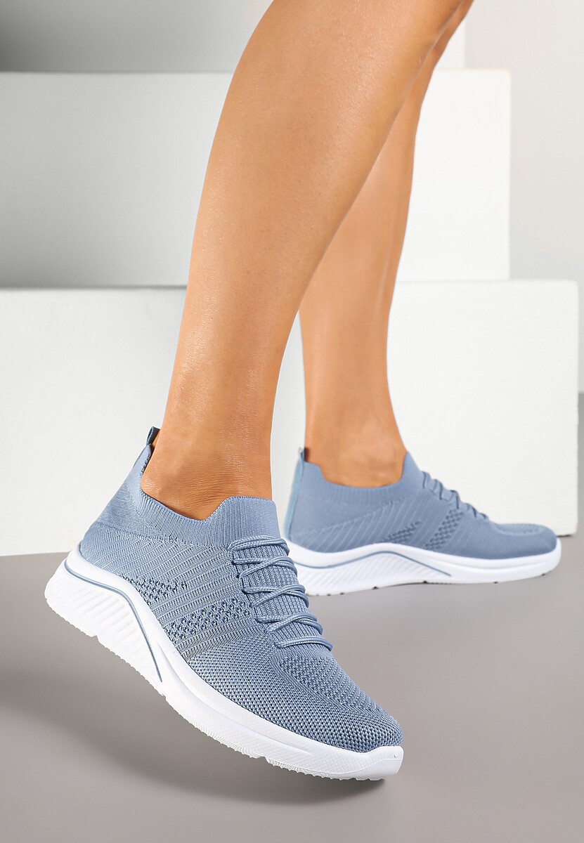 Niebieskie Siateczkowe Buty Sportowe Sneakersy na Zdobionej Podeszwie Talloti 2