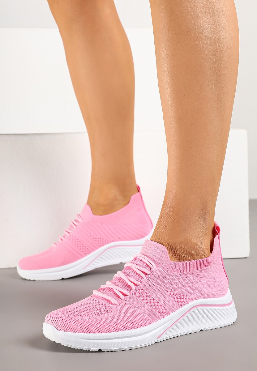 Fuksjowe Siateczkowe Buty Sportowe Sneakersy na Zdobionej Podeszwie Talloti 2