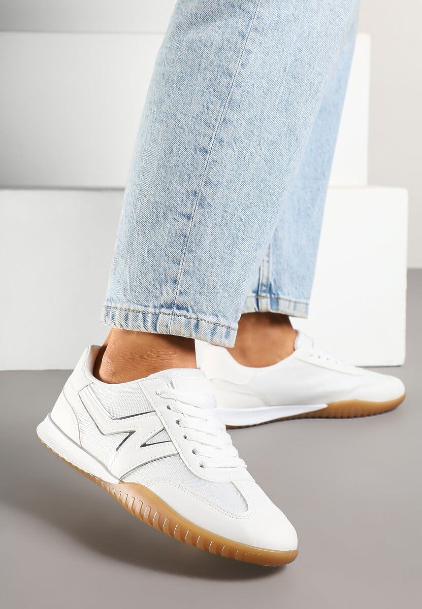 Białe Sneakersy Typu Klasyczne Tenisówki Zdobione Przeszyciami Elanioria 2
