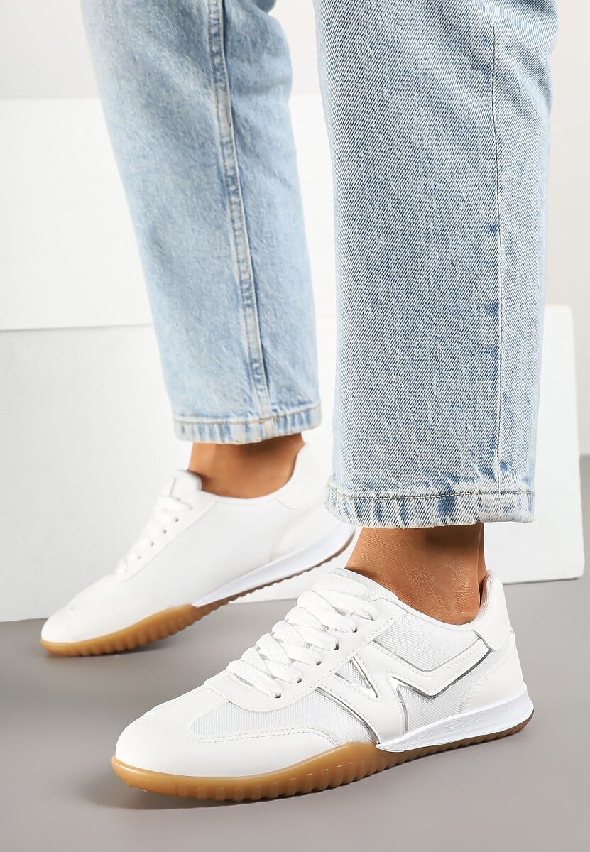 Białe Sneakersy Typu Klasyczne Tenisówki Zdobione Przeszyciami Elanioria 3