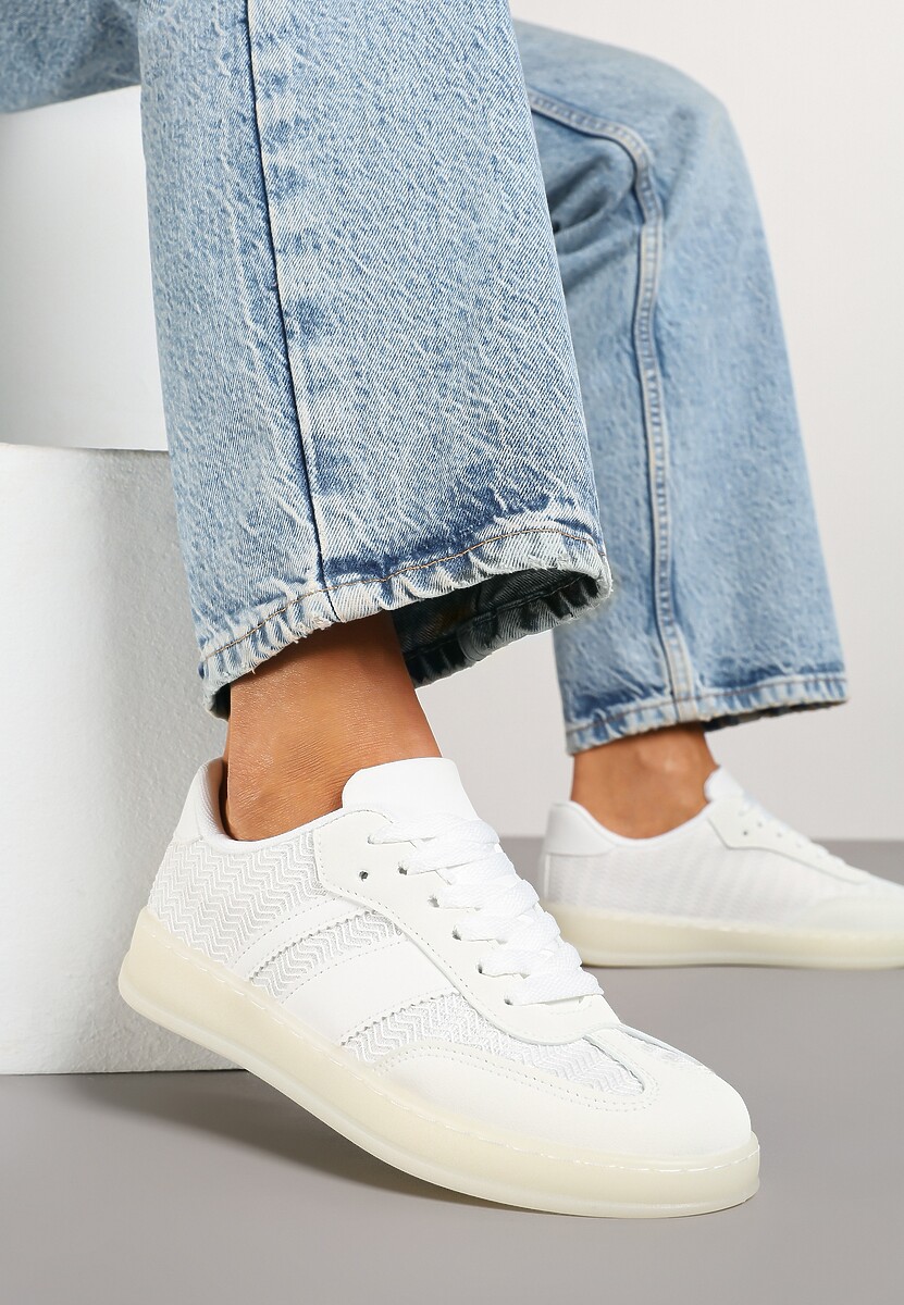 Białe Sneakersy Tenisówki Ozdobione Paskami Amodira 1