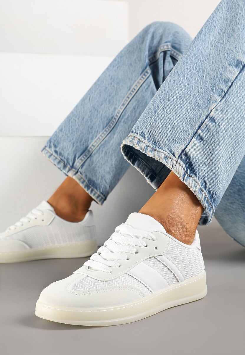 Białe Sneakersy Tenisówki Ozdobione Paskami Amodira 2