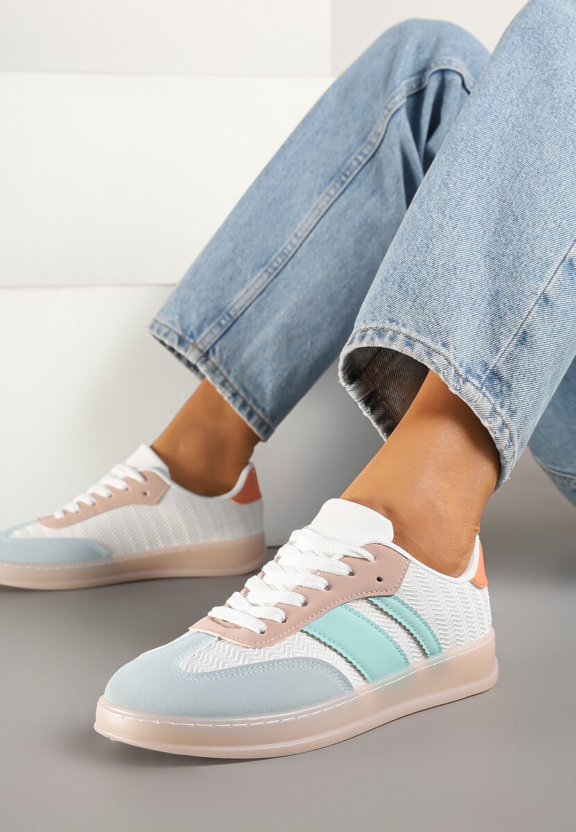Biało-Niebieskie Sneakersy Tenisówki Ozdobione Paskami Amodira 1