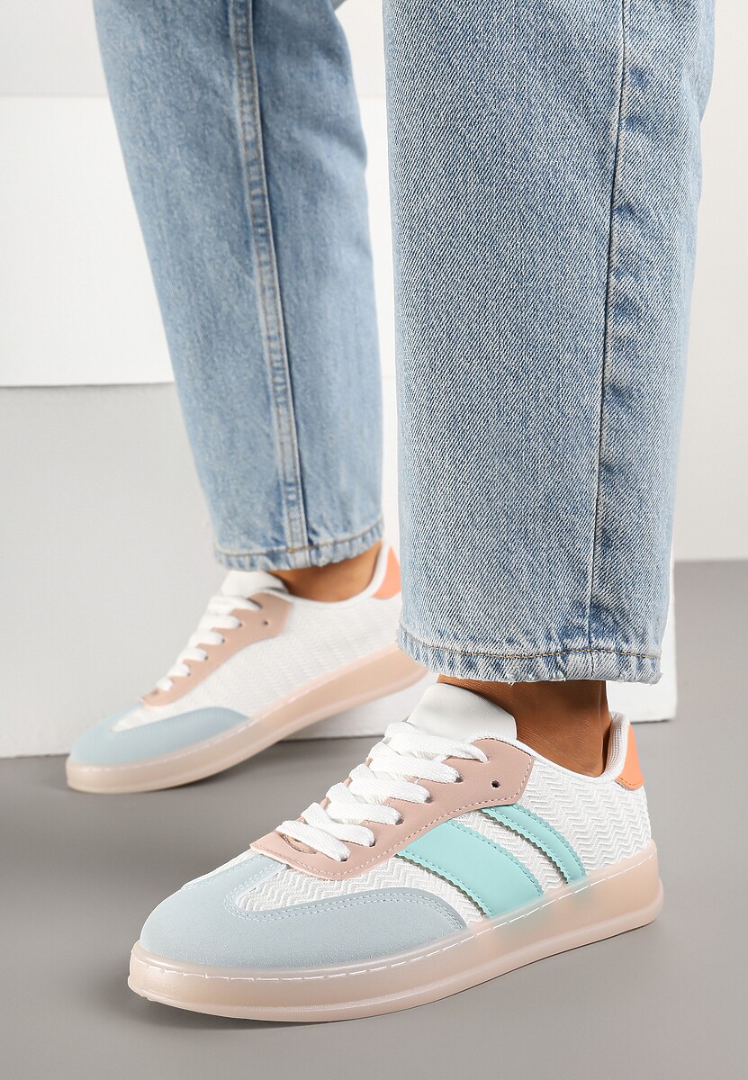 Biało-Niebieskie Sneakersy Tenisówki Ozdobione Paskami Amodira 2