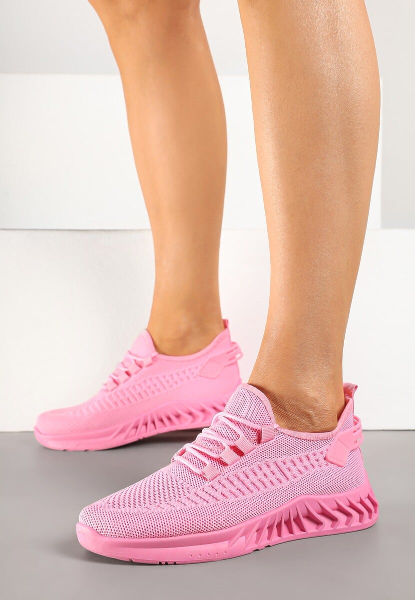 Fuksjowe Siateczkowe Buty Sportowe Sneakersy na Podeszwie z Tłoczeniami Finloti 2