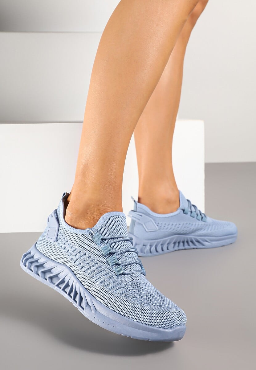 Niebieskie Siateczkowe Buty Sportowe Sneakersy na Podeszwie z Tłoczeniami Finloti 2
