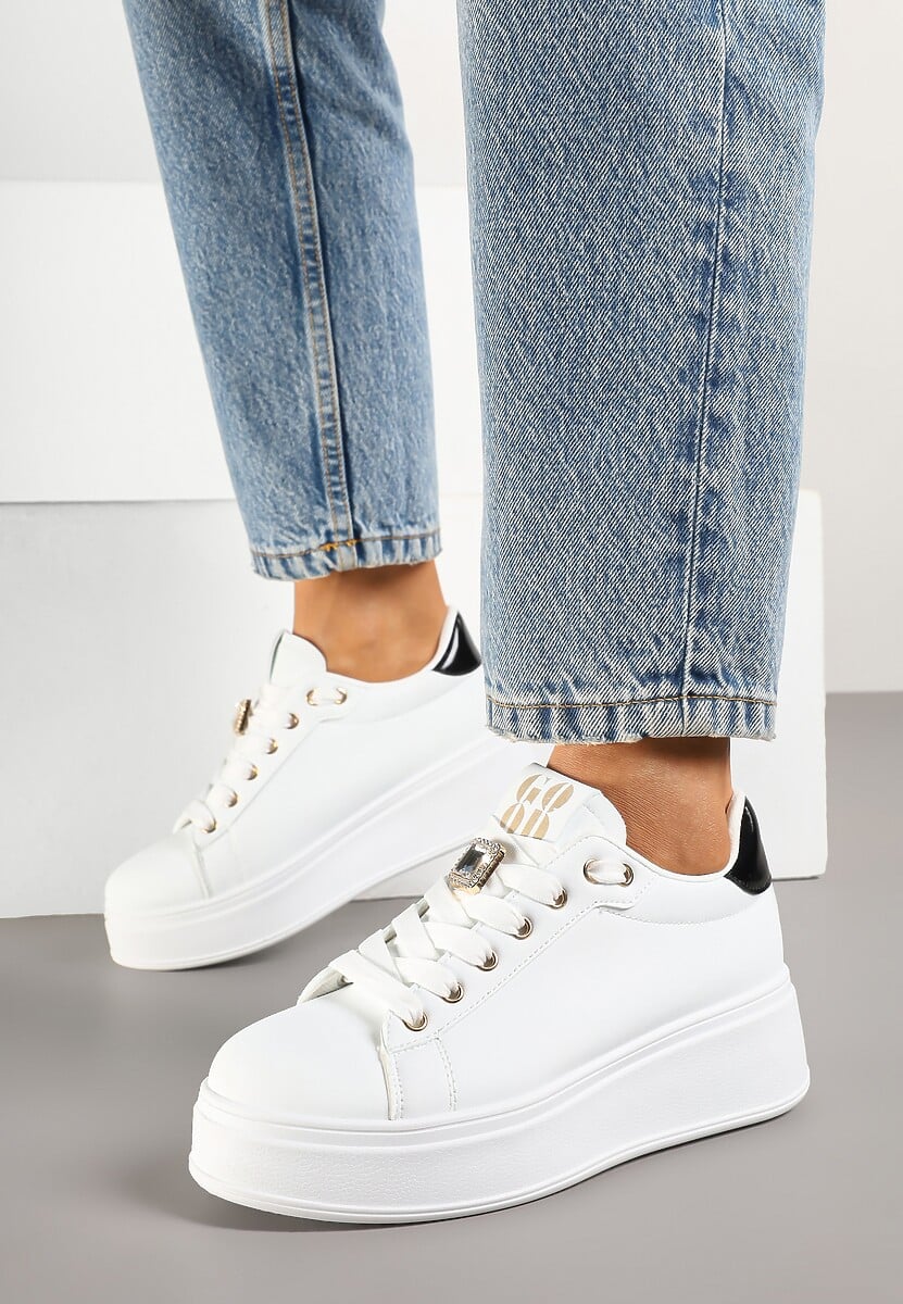 Sneakers Deseliena Alb cu negru 2