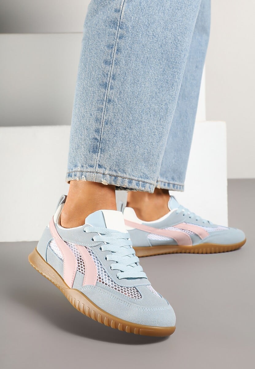 Niebieskie Sneakersy Tenisówki z Geometrycznym Motywem Amotheira 1