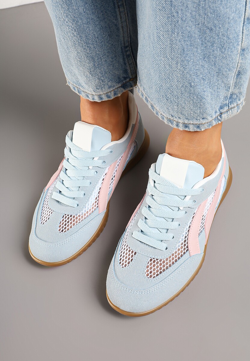 Niebieskie Sneakersy Tenisówki z Geometrycznym Motywem Amotheira 3