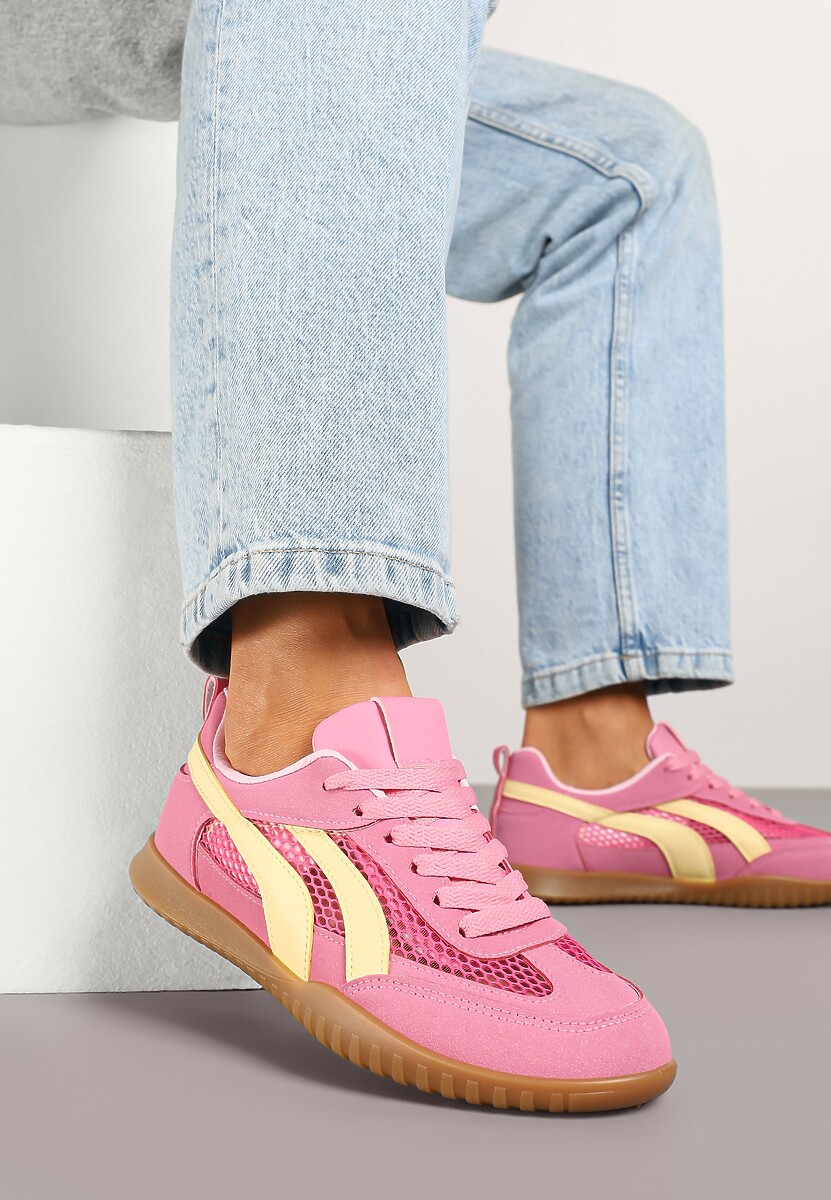 Fuksjowe Sneakersy Tenisówki z Geometrycznym Motywem Amotheira 1