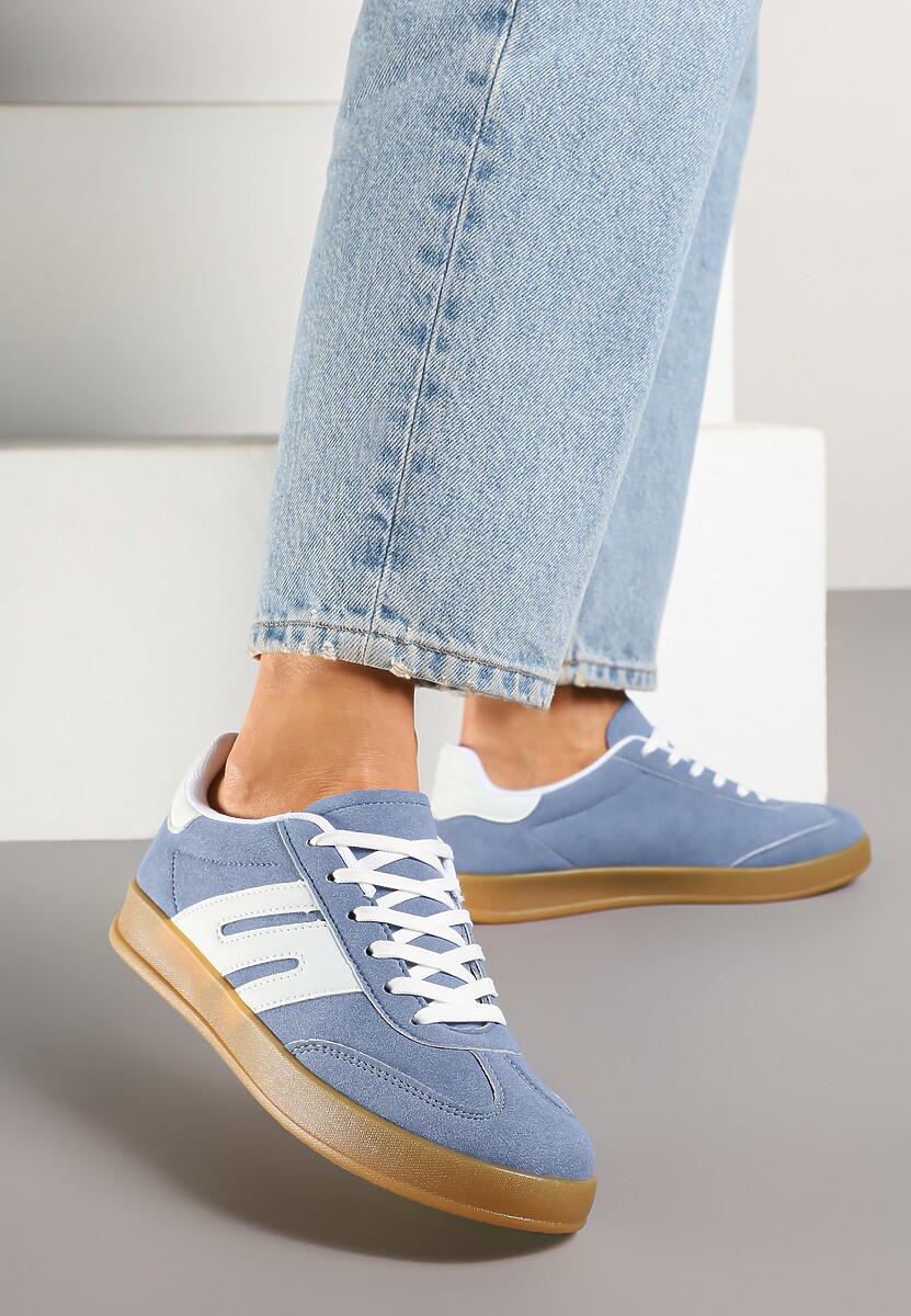 Niebieskie Sneakersy Kultowe Tenisówki Zdobione Przeszyciami Eveltewia 1