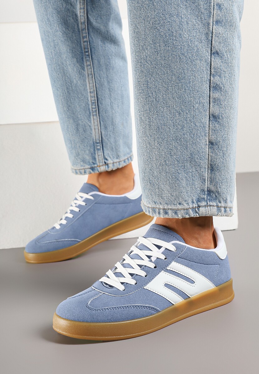 Niebieskie Sneakersy Kultowe Tenisówki Zdobione Przeszyciami Eveltewia 2