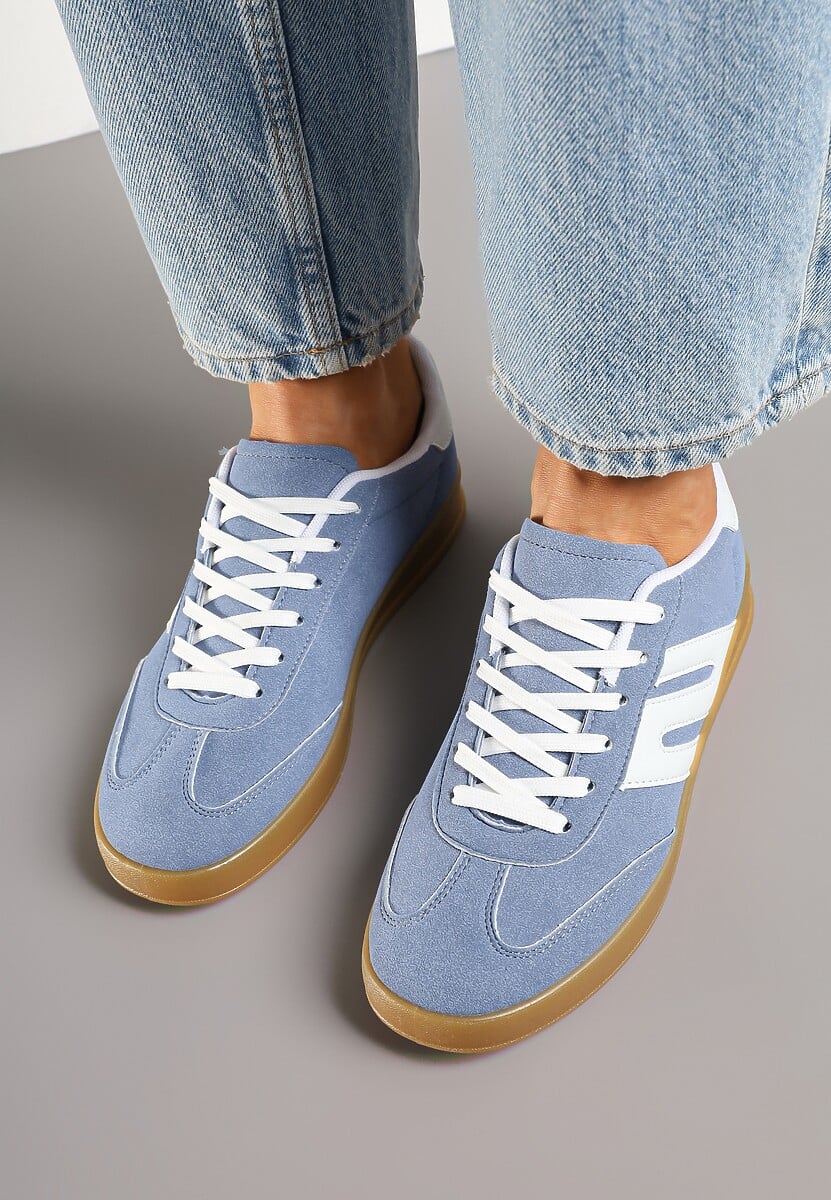 Niebieskie Sneakersy Kultowe Tenisówki Zdobione Przeszyciami Eveltewia 3