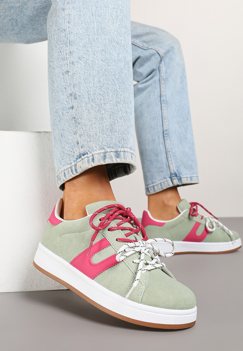 Sneakers Telindrela Verde cu fucsia 1