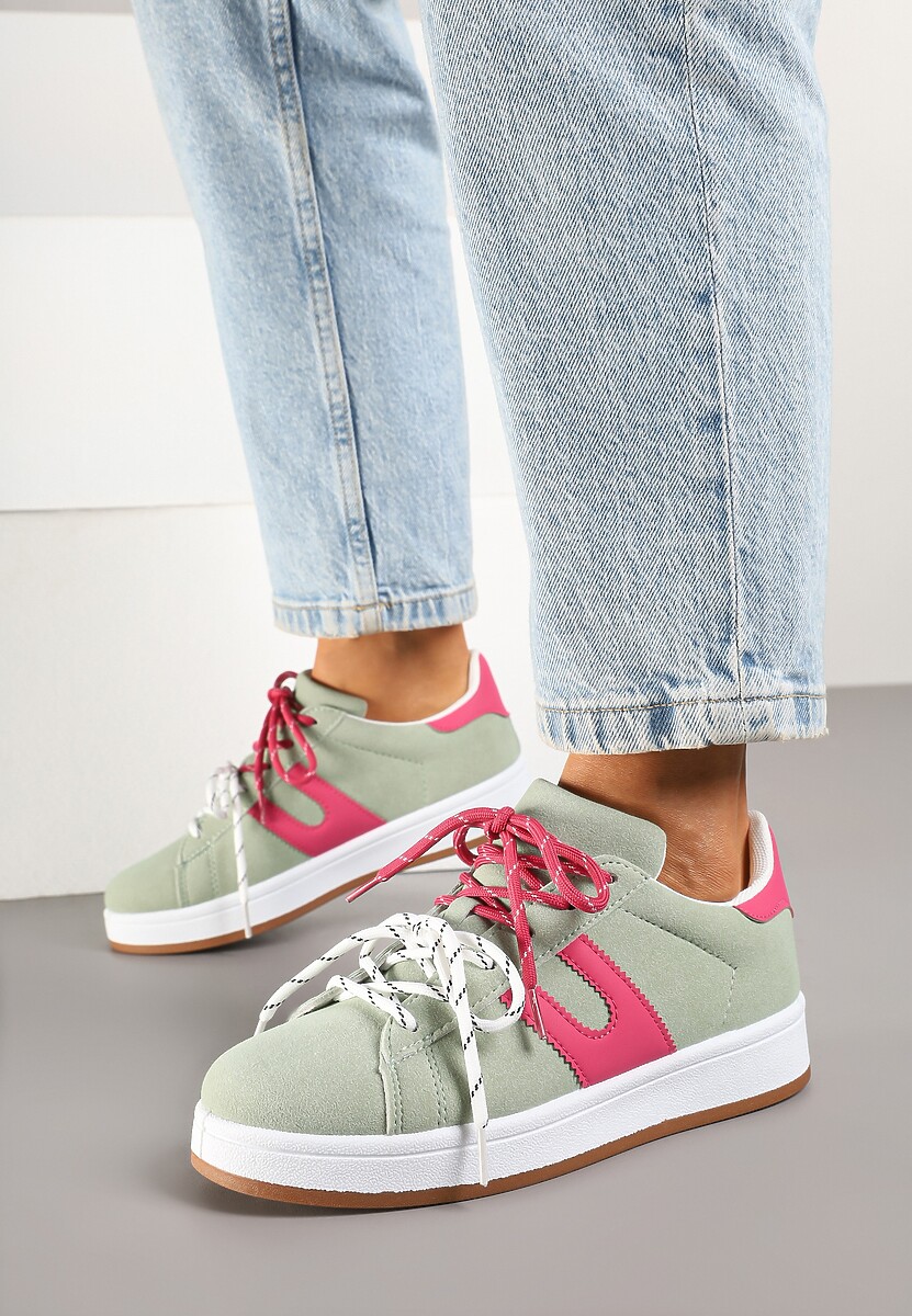 Sneakers Telindrela Verde cu fucsia 2