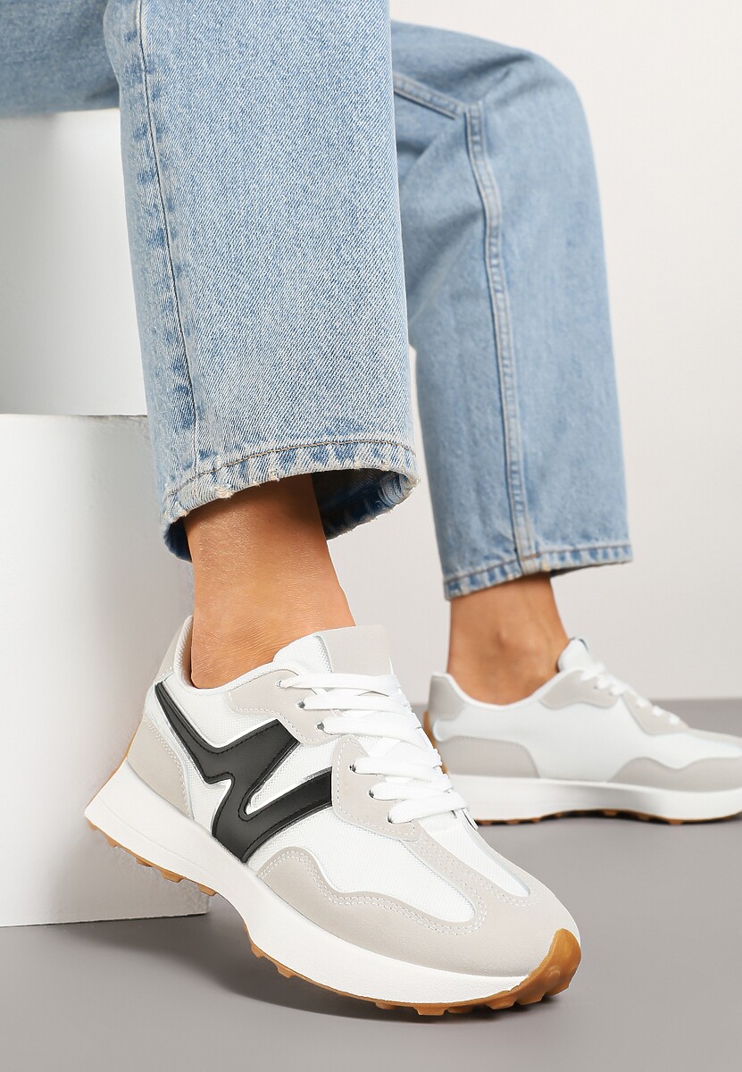 Szaro-Białe Sneakersy Ozdobione Geometrycznym Motywem Zdivena 2