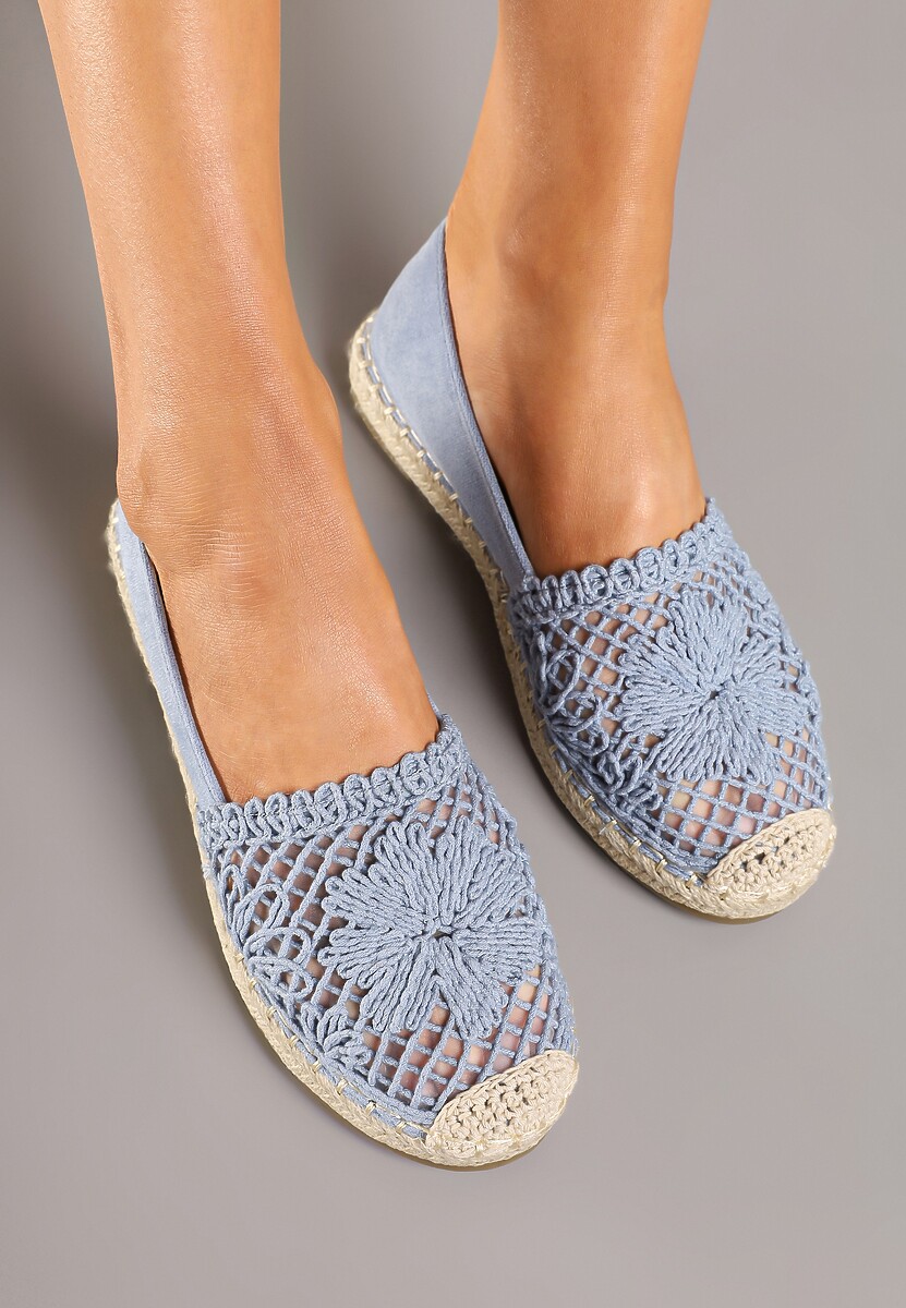 Niebieskie Espadryle z Ażurową Cholewką i Plecionką Sdivena 3