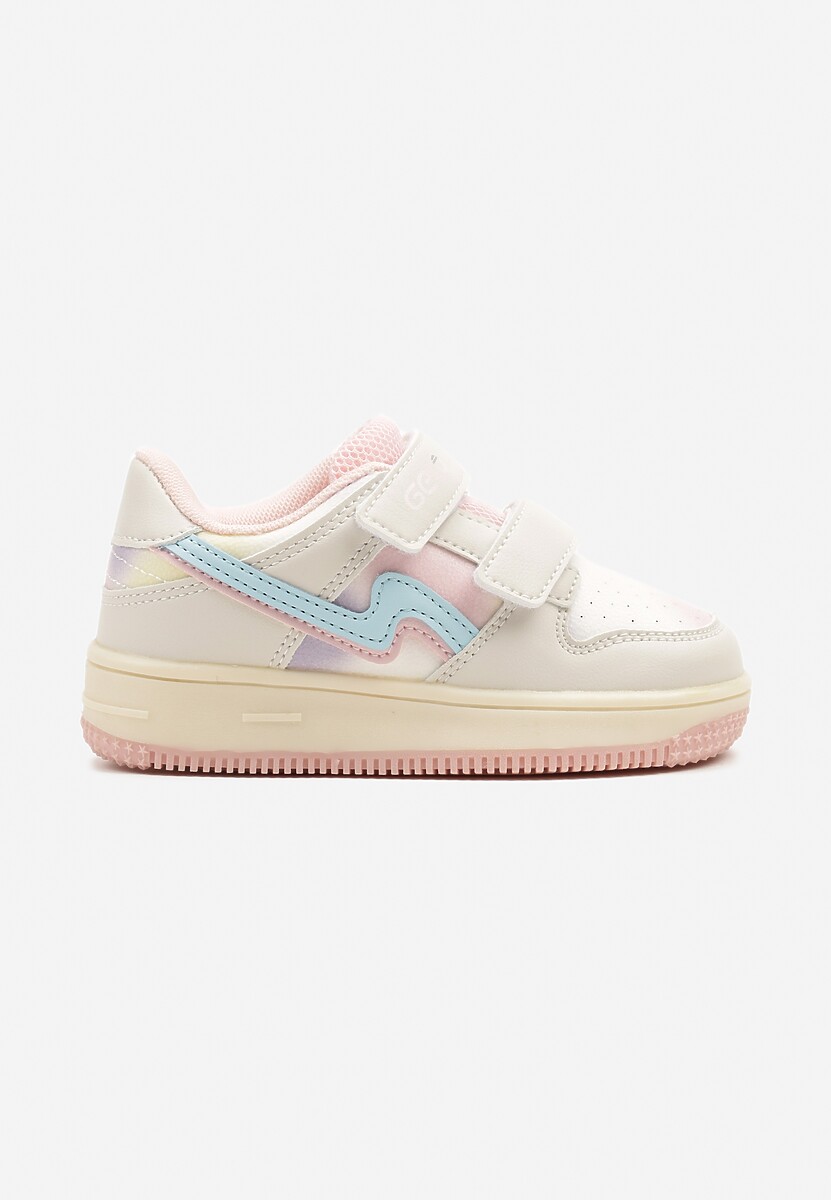 Białe Buty Sportowe Sneakersy z Ozdobnymi Przeszyciami i Zapięciem na Rzep Sonarovia 1