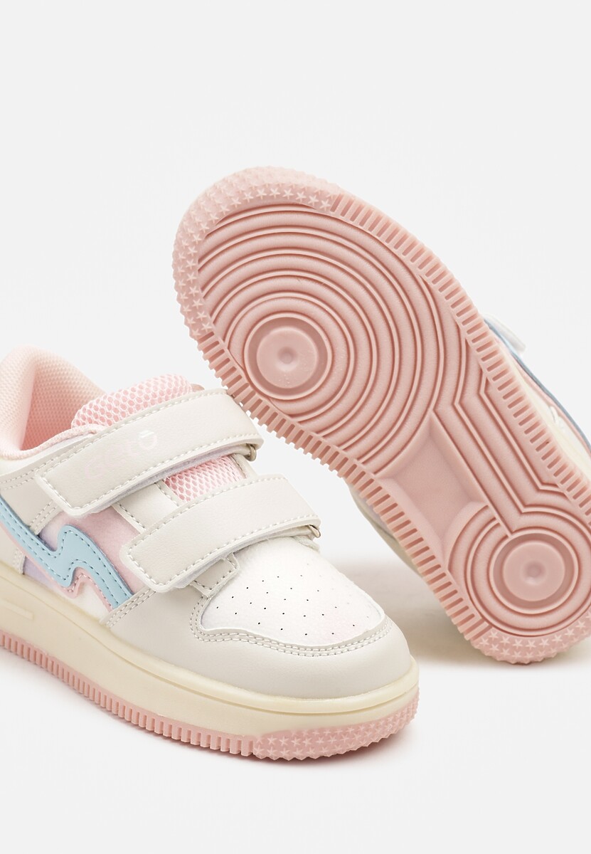 Białe Buty Sportowe Sneakersy z Ozdobnymi Przeszyciami i Zapięciem na Rzep Sonarovia 3