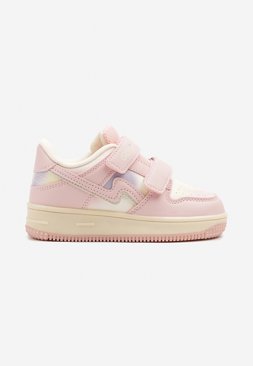 Różowe Buty Sportowe Sneakersy z Ozdobnymi Przeszyciami i Zapięciem na Rzep Sonarovia 1