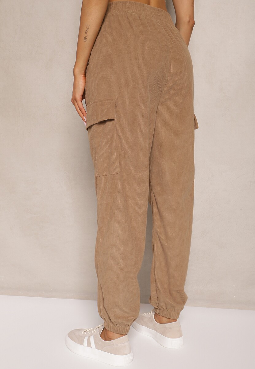 Brązowe Spodnie Typu Cargo High Waist Worseli 3