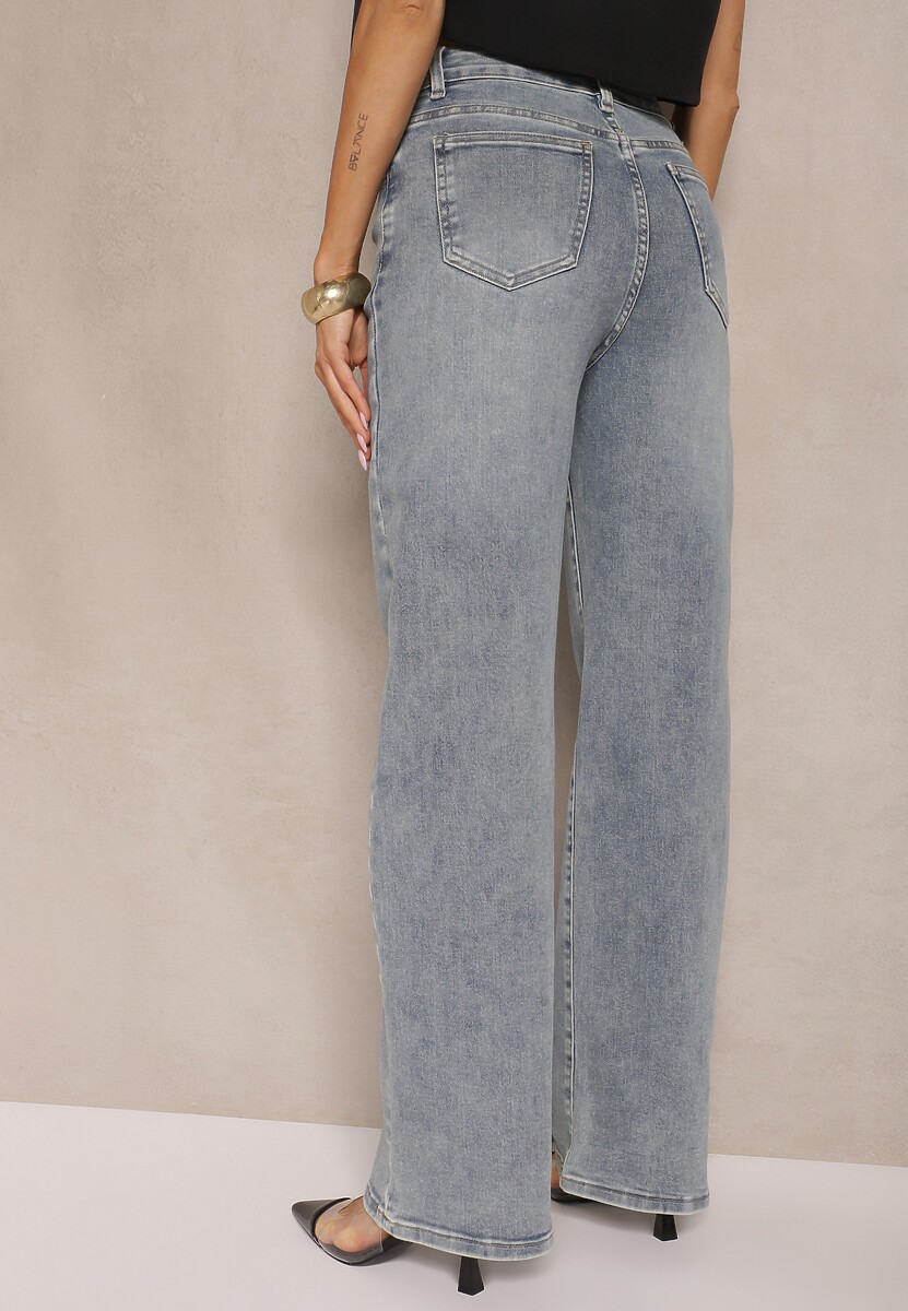 Jasnoniebieskie Szerokie Jeansy High Waist z Wiskozą Uliriel 3