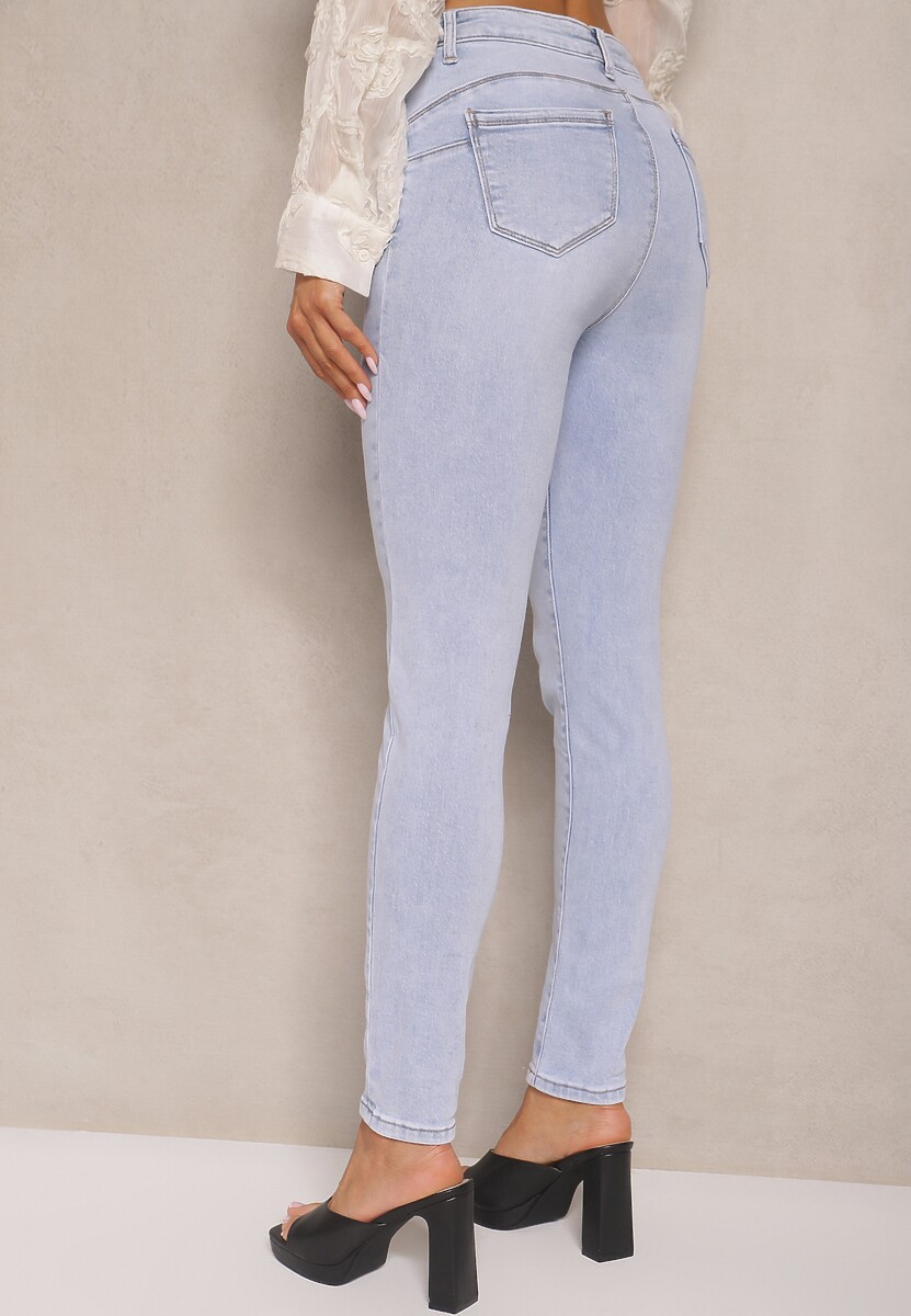 Jasnoniebieskie Jeansy z Bawełny Typu Skinny High Waist Morlevia 3