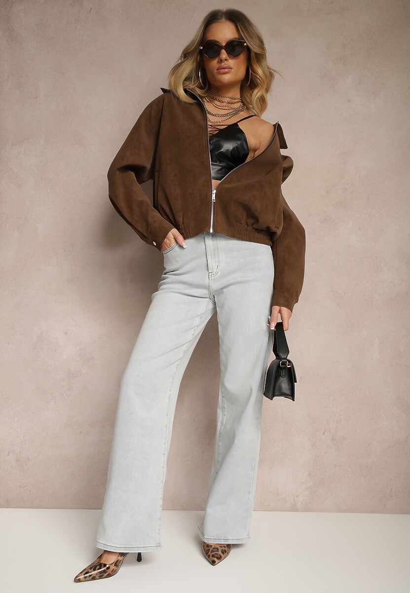 Jasnoniebieskie Jeansy High Waist z Szeroką Nogawką Sesmaris 1