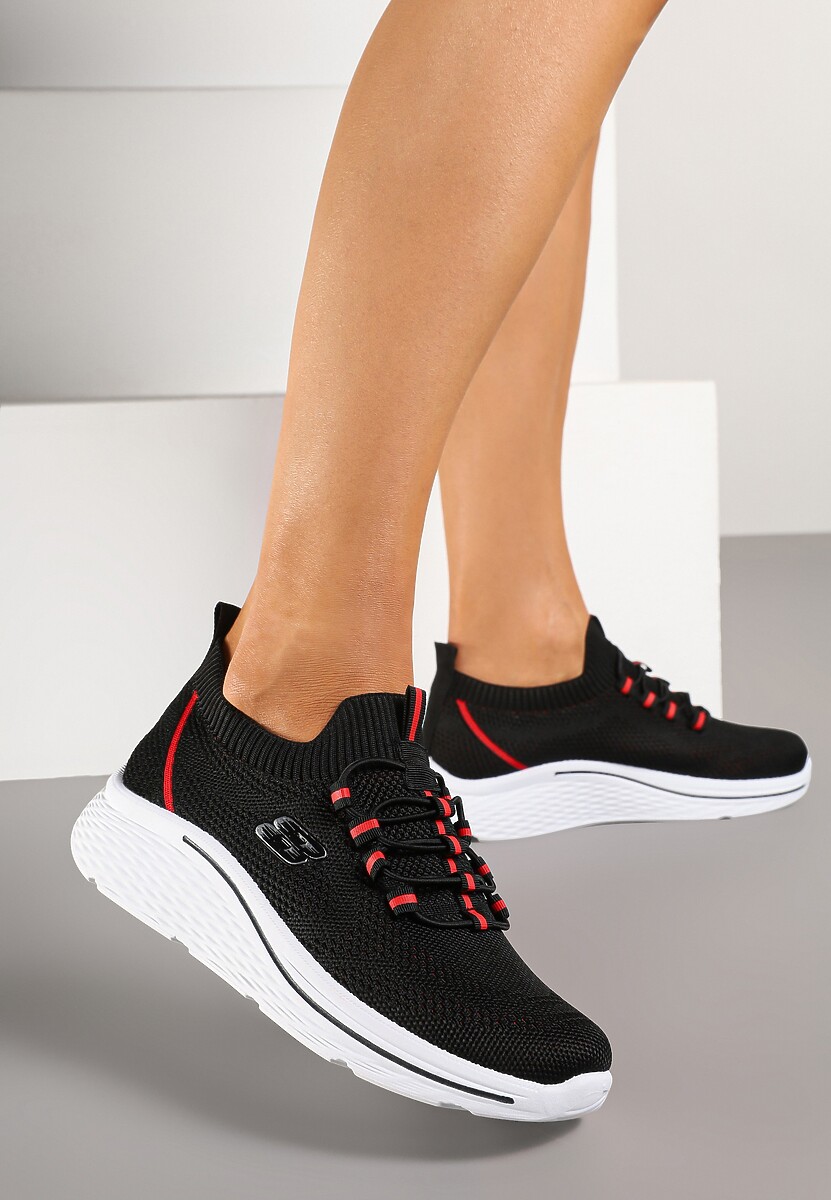 Czarne Wsuwane Buty Sportowe Sneakersy z Elastyczną Cholewką Telithiela 2