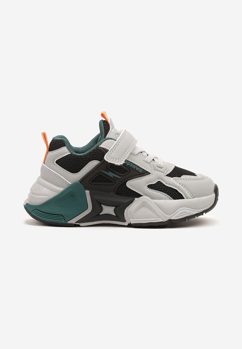 Szaro-Czarne Buty Sportowe Sneakersy Ozdobione Tłoczeniem Reithiel 1