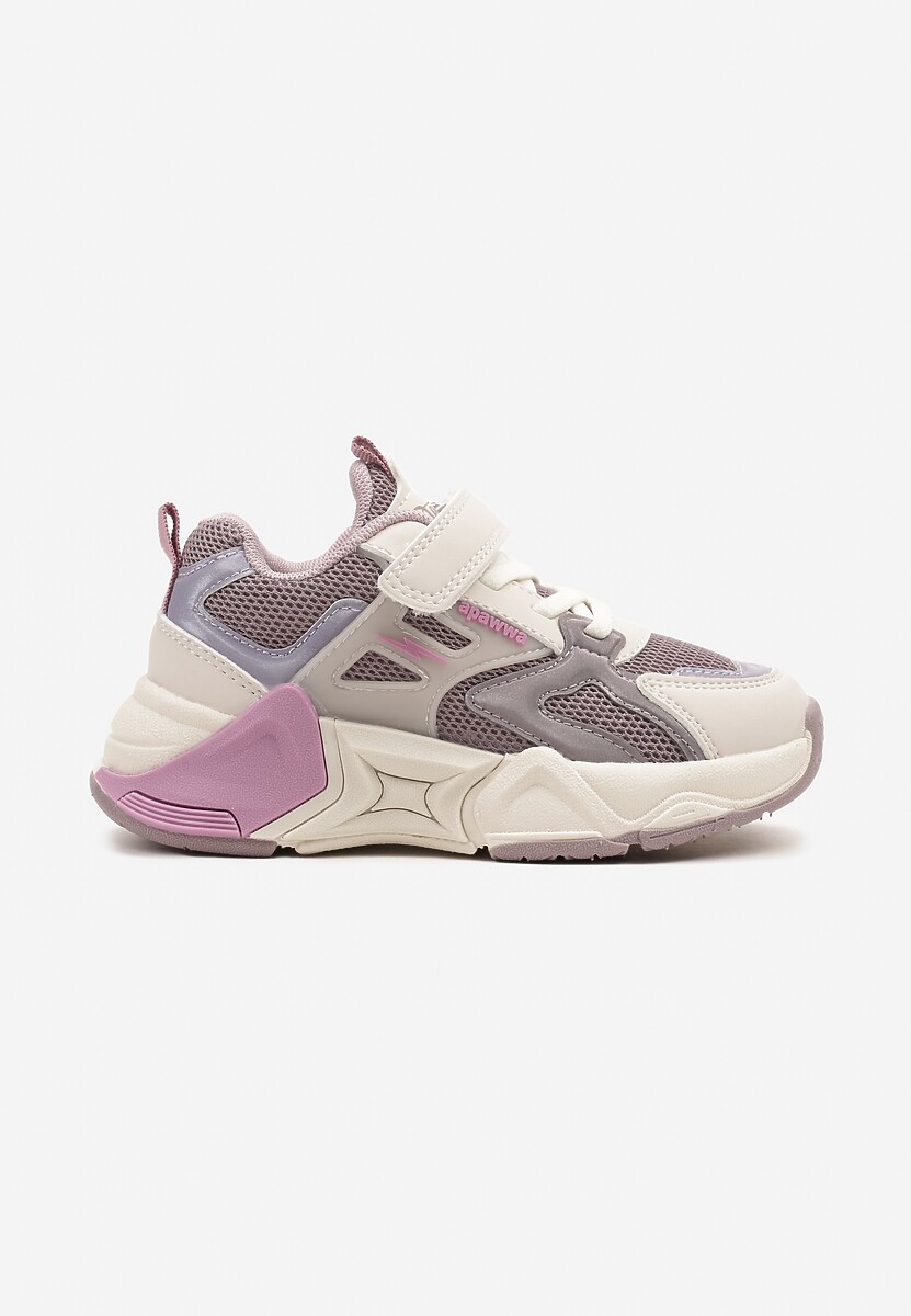 Beżowe Buty Sportowe Sneakersy Ozdobione Tłoczeniem Reithiel 1