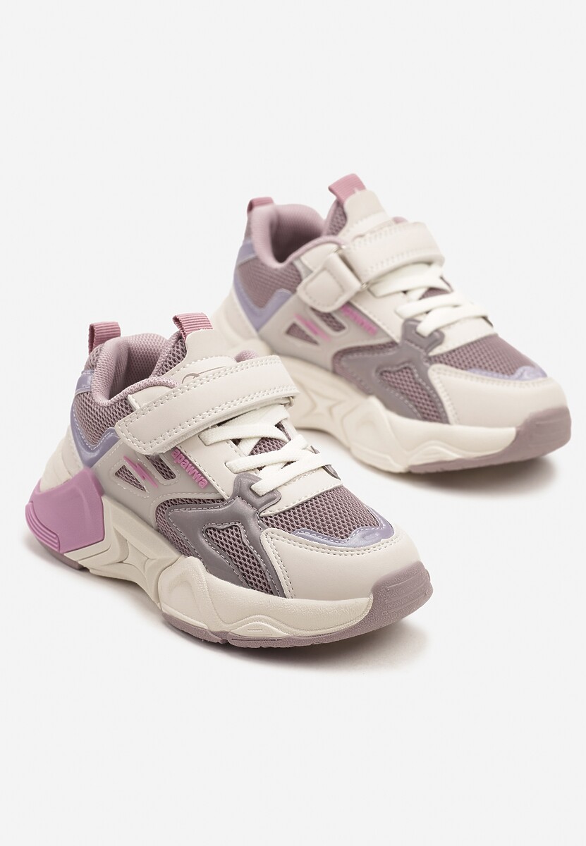 Beżowe Buty Sportowe Sneakersy Ozdobione Tłoczeniem Reithiel 2
