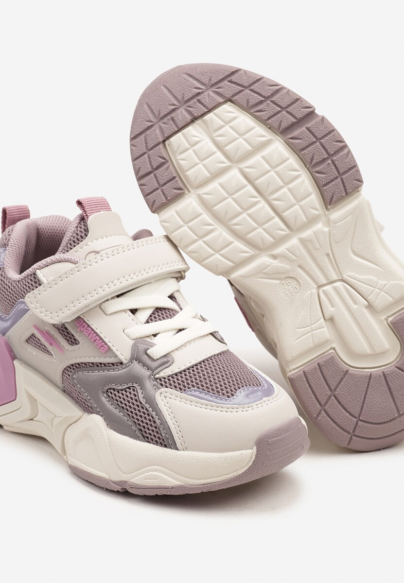 Beżowe Buty Sportowe Sneakersy Ozdobione Tłoczeniem Reithiel 3