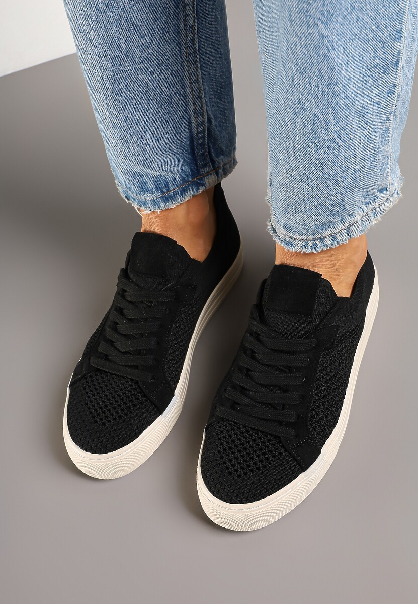Czarne Siateczkowe Sneakersy Ozdobione Metaliczną Nicią Nimiarene 3