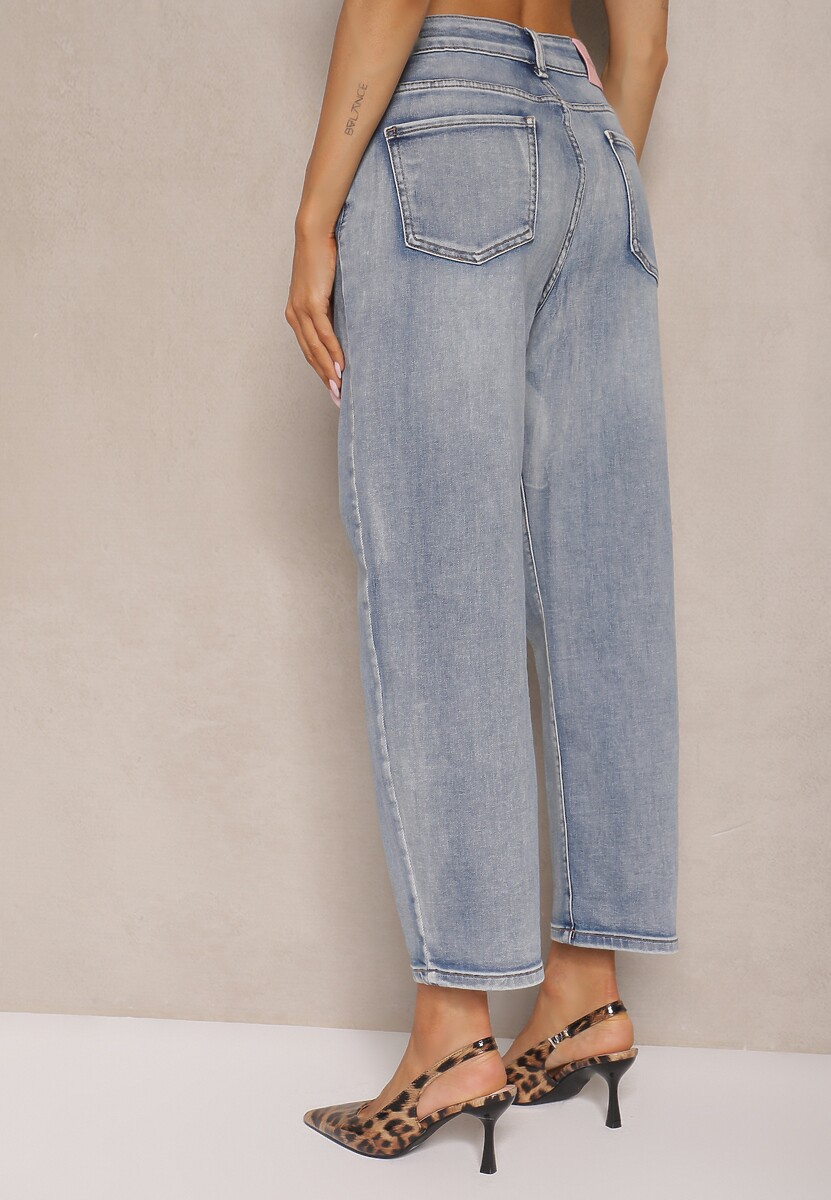 Niebieskie Jeansy High Waist Mom Fit Zolseli 3