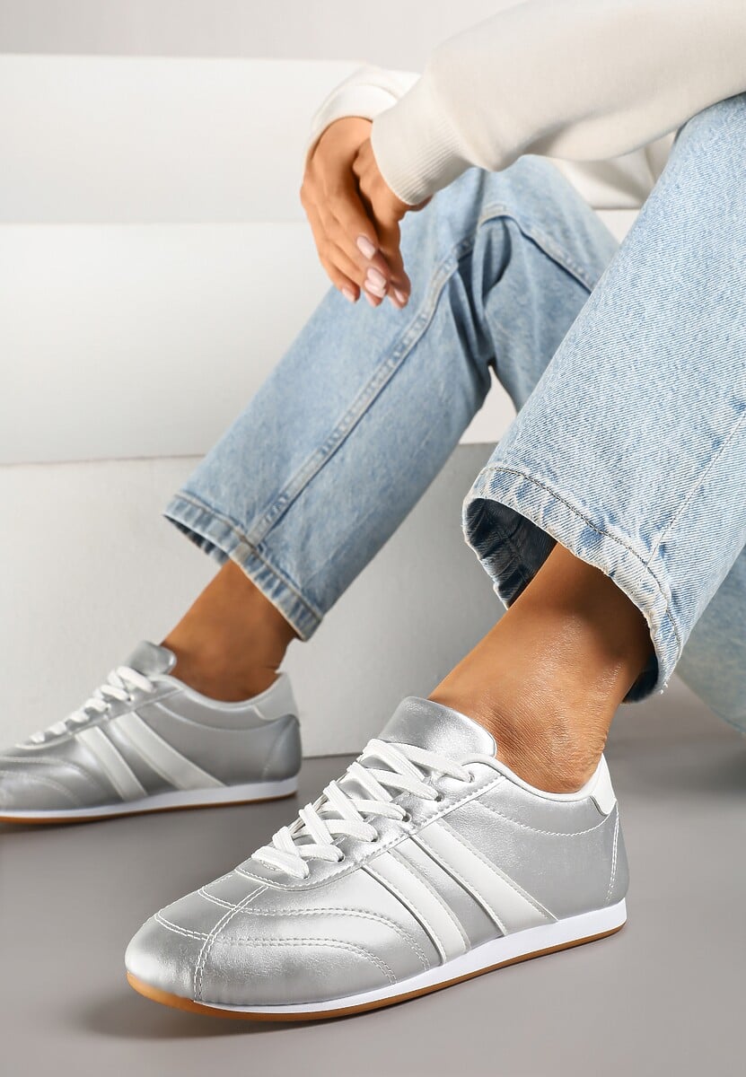 Sneakers Liantina Argintiu cu alb 2