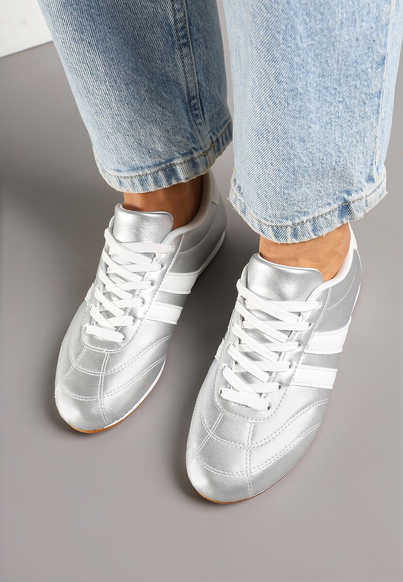 Sneakers Liantina Argintiu cu alb 3