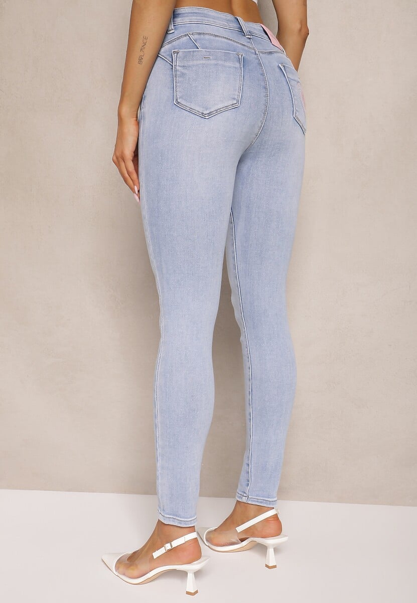 Niebieskie Skinny Jeansy z Bawełną i Efektem Push Up Nusindrel 3
