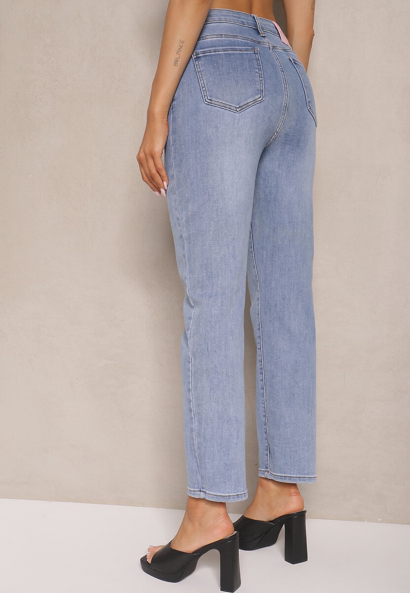 Niebieskie Jeansy z Bawełną High Waist Azrivas 3